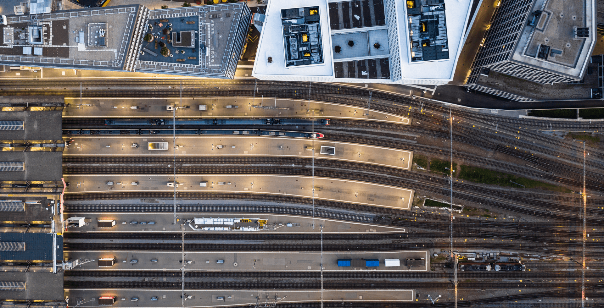 Aerial photo of the main station in Zurich, Switzerland